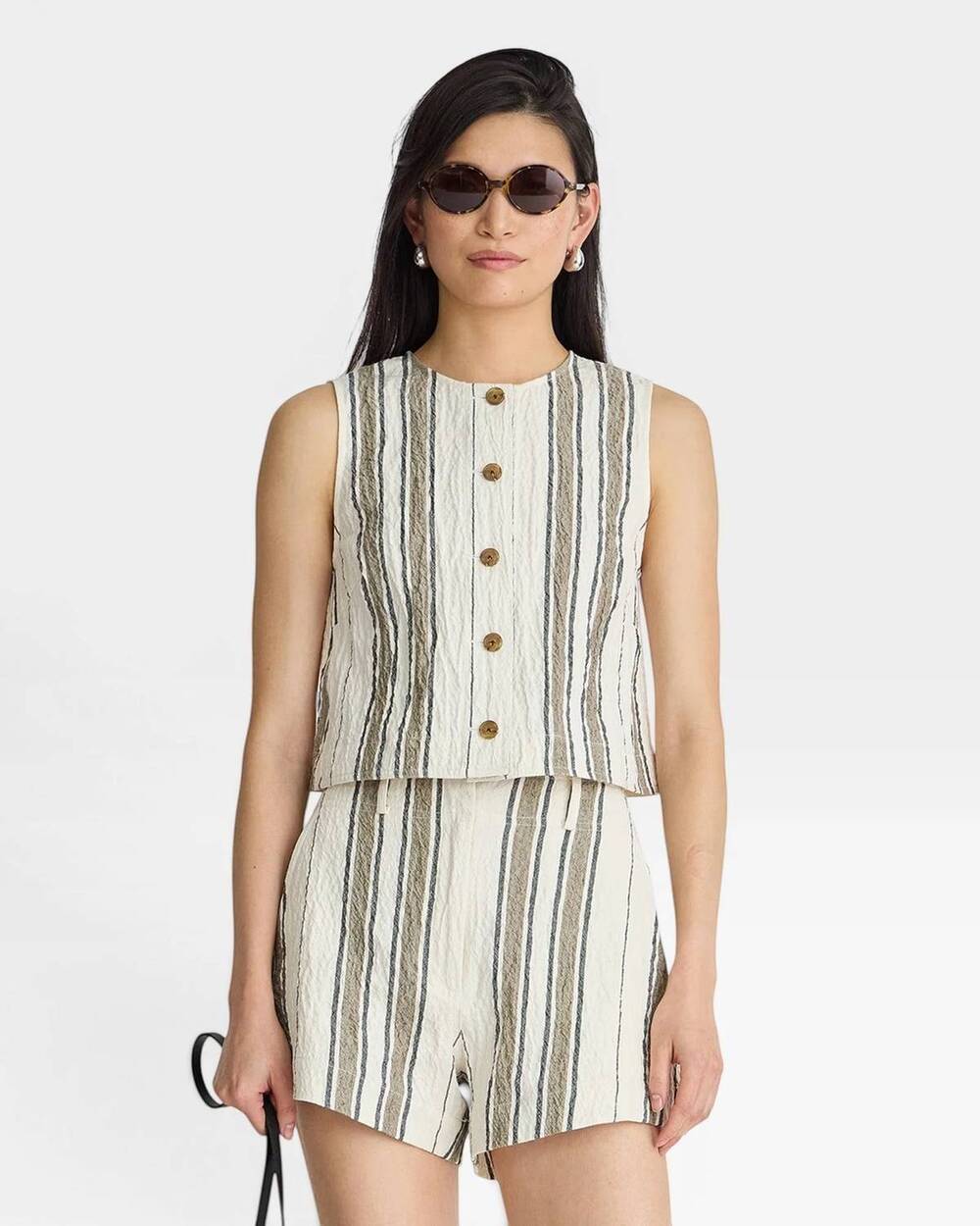NEW APIECE APART godet tank top in affogato stripe